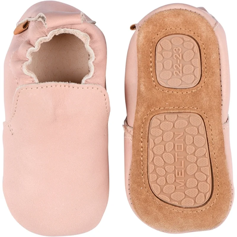 pink slippers for sweetness-MELTON Delicate Leather Slippers Mahognay Rose