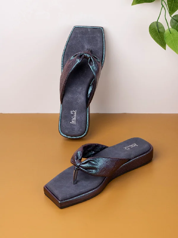 two-bedroom flats prices-Womens Blue Solid V-Strap Casual Slip-On Flats