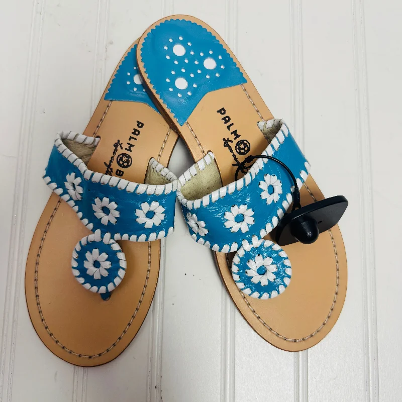 trendy sandals for women-Sandals Flats By Palm Beach  In Blue, Size: 6.5