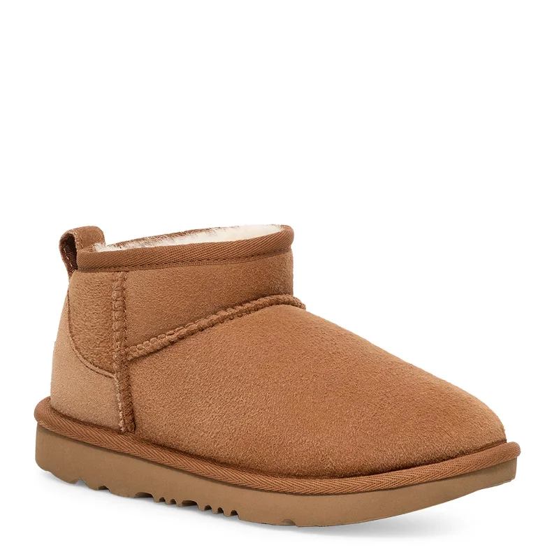 Boots with sleek heels-UGG Unisex-Child Classic Ultra Mini Boot, Chestnut