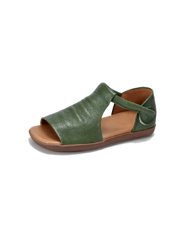 trendy sandals for summer-Summer Breathable Open Toe Leather Flat Sandals