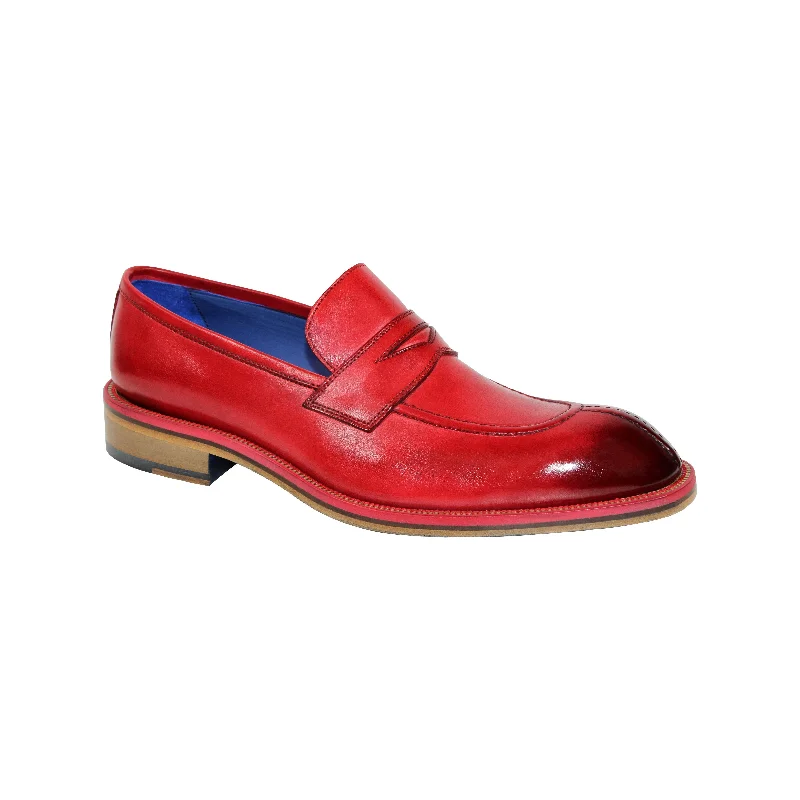 Loafers for hard styleEmilio Franco Mirko Men's Shoes Red Calf-Skin Leather Loafers (EF1176)