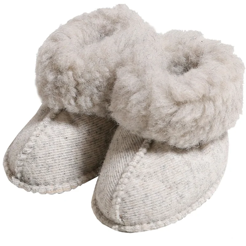 tan slippers for sun-kissed-Alwero Baby Slippers Light Grey