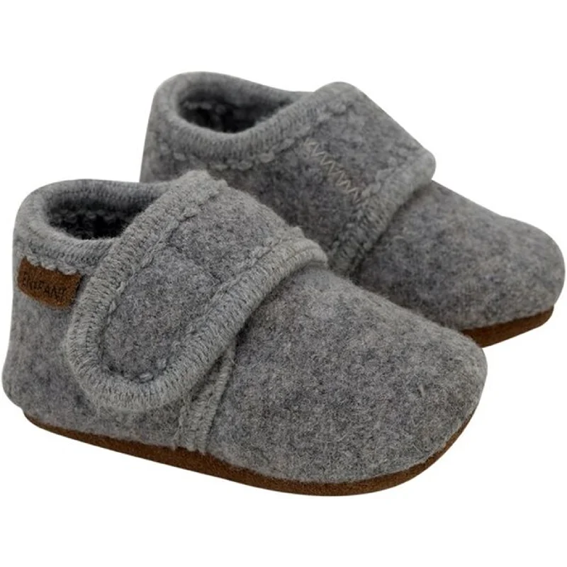 lightweight slippers for lift-En Fant Baby Wool Slippers Grey Melange