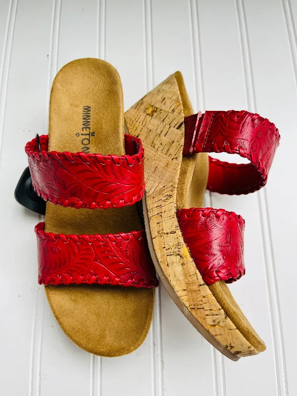 new sandals with padding-Sandals Heels Wedge By Minnetonka In Red, Size: 7