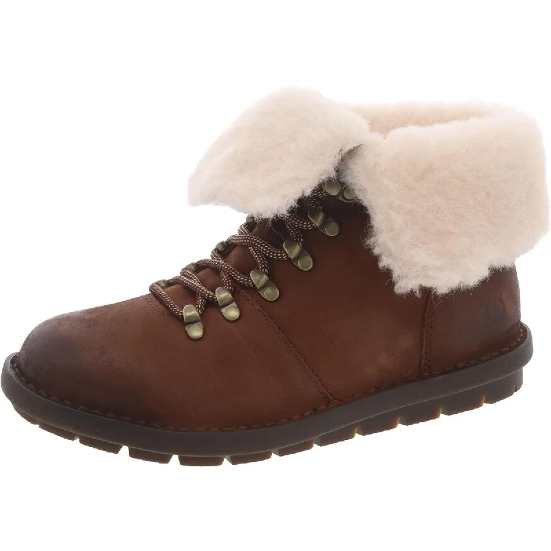 Boots for foot buzz-Born Womens Blaine Leather Cold Weather Shearling Boots