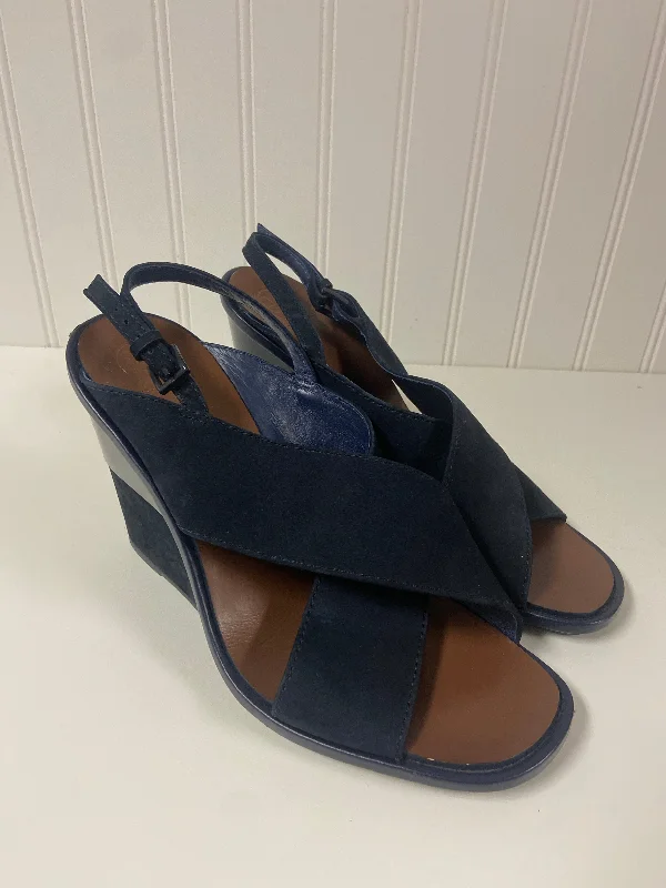 lightweight sandals for kids-Navy Sandals Designer Tory Burch, Size 8.5