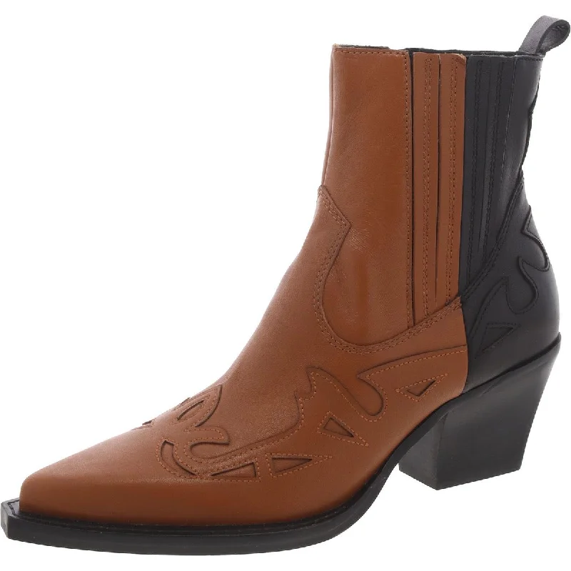 Boots for ankle turn-Dolce Vita Womens Leather Block Heel Cowboy, Western Boots