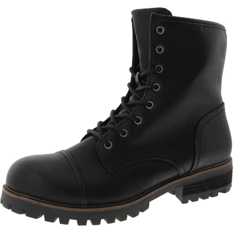 Boots for foot chill-B.O.C. Womens Amaih Leather Lugged Sole Combat & Lace-Up Boots