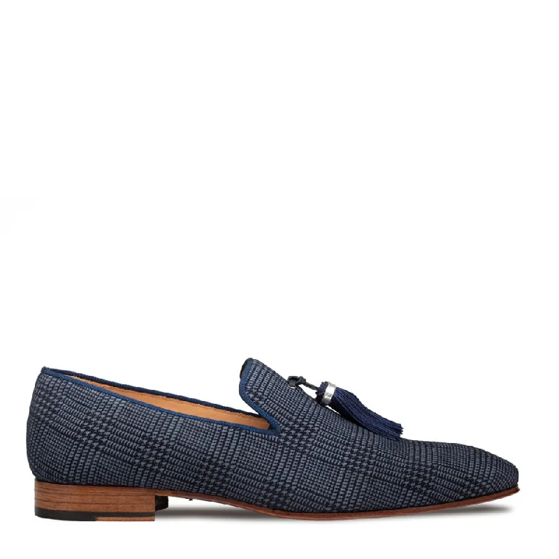 Loafers with enhanced gripMezlan S20652 Men's Shoes Blue Laser Print Suede Leather Slip-On Tassels Loafers (MZ3641)