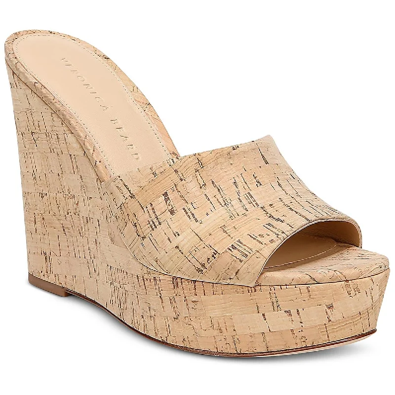 budget sandals with cushion-Veronica Beard Womens Dali Cork Slip-On Wedge Sandals