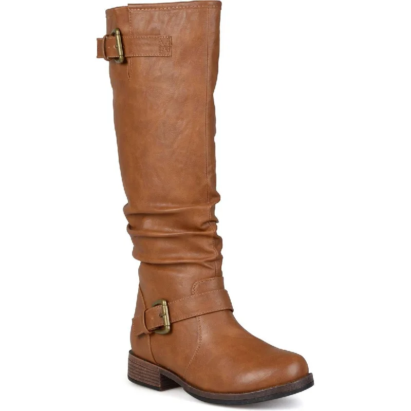 Boots for foot bend-Journee Collection Womens Stormy Faux Leather Extra Wide Calf Riding Boots