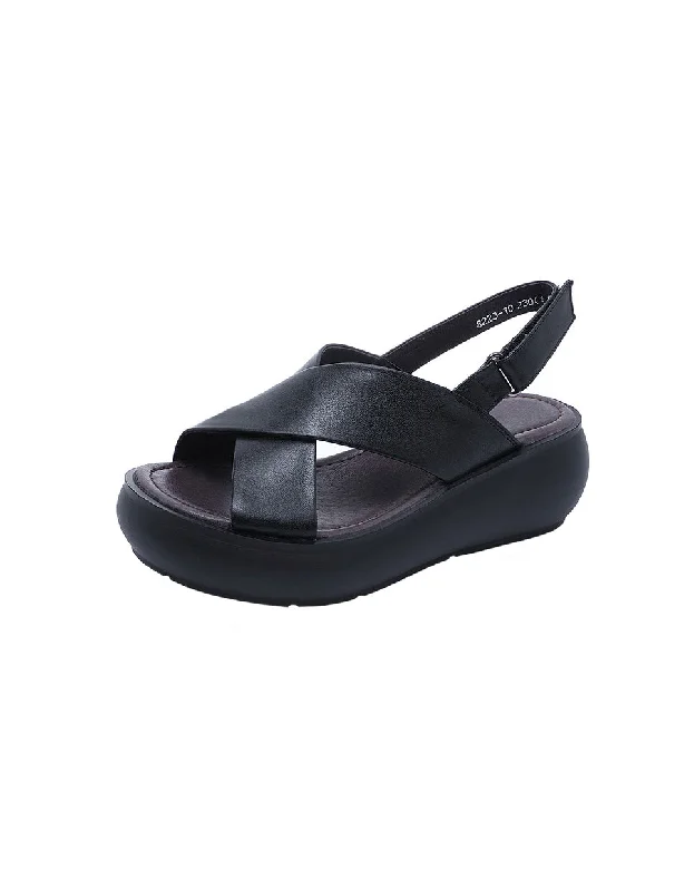 waterproof sandals for hikes-Summer Fish-Toe Cross Strap Wedge Sandals