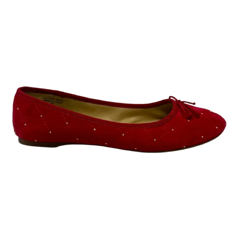 new flats near cafes-Quilted Shoes Flats By Talbots In Red, Size: 7