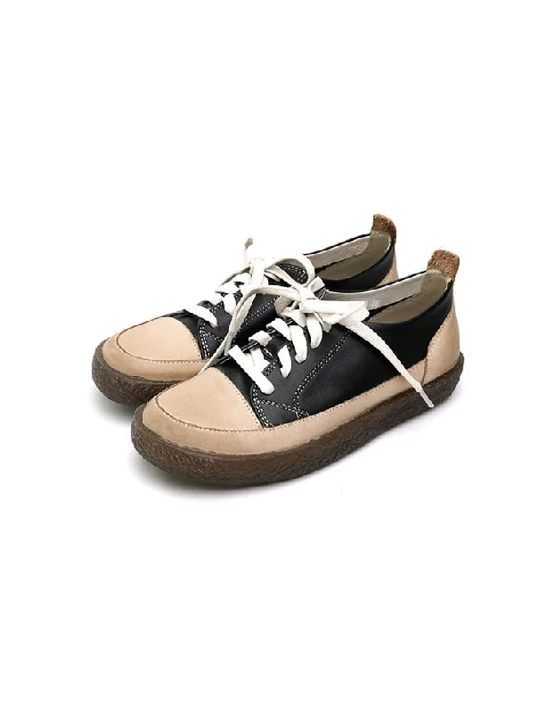 Athletic shoes with flexible solesLace Up Casual Leather Sneakers for Women