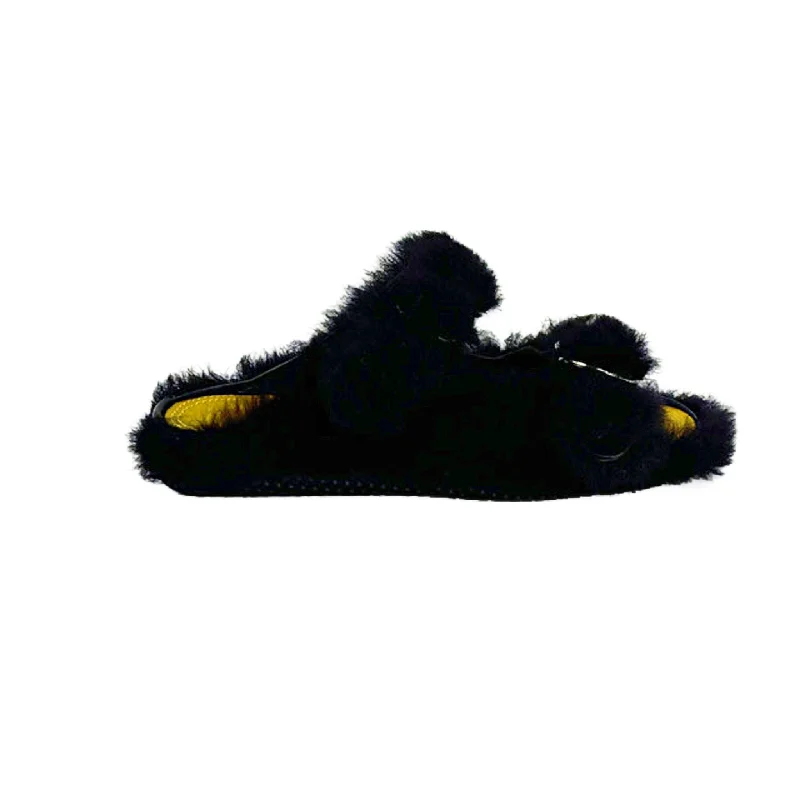 sandals with rugged design-KKB Lewiston Exersole® ESQ™ Sandal Slipper: Black Shearling