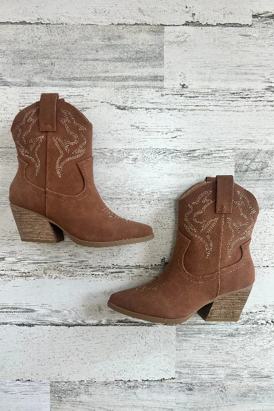 Boots in light teal-Blazing Short Cowgirl Boots- Cognac