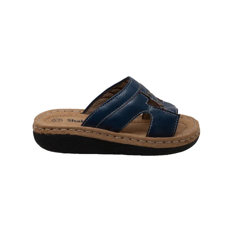 sandals with ankle support-Shaboom Kids Girls Navy PU Sandals