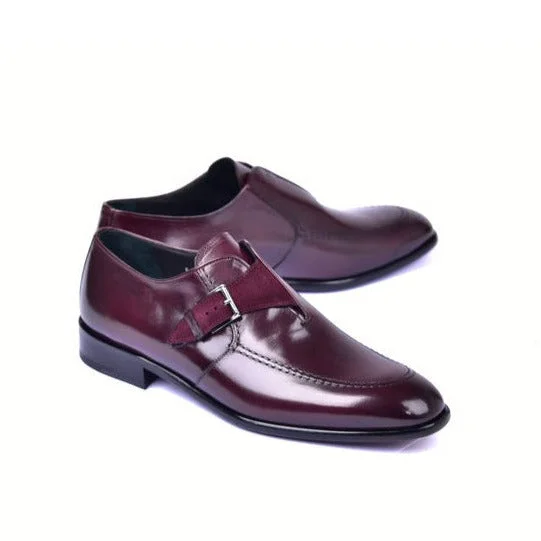 Loafers with sleek finishesCorrente C053-6471 Men's Shoes Burgundy Suede / Calf-Skin Leather Monk-Strap Loafers (CRT1463)