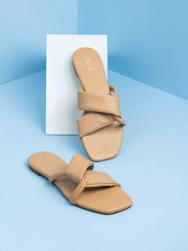 modern flats with terraces-Womens Beige Casual Open Toe Flats