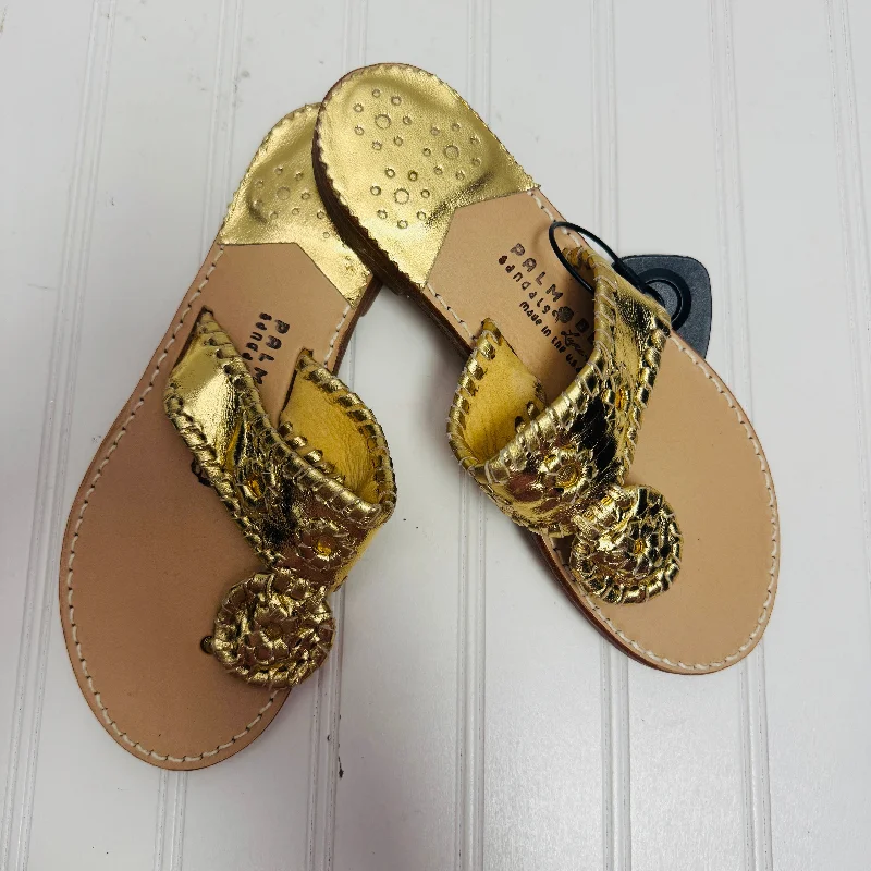 sandals near fashion shops-Sandals Flats By Palm Beach  In Gold, Size: 6