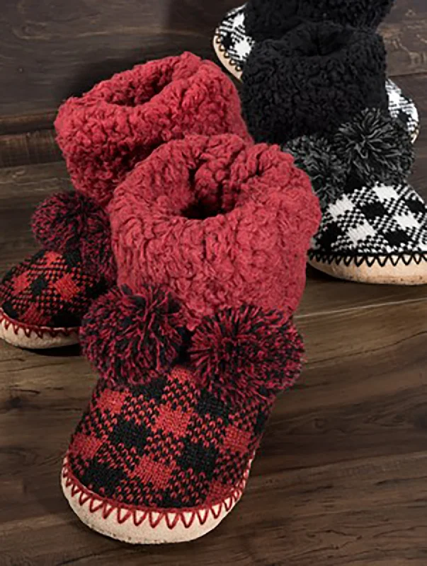 stylish slippers for home office-Cozy Bootie Slippers in Buffalo Plaid