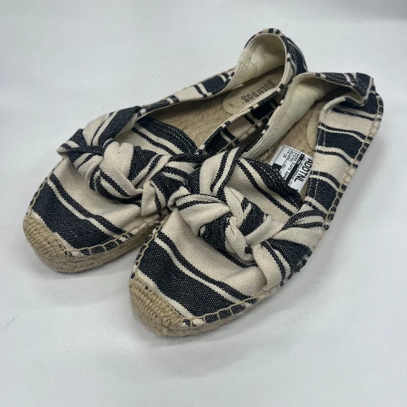 modern flats with vibes-Striped Shoes Flats Espadrille Soludos, Size 10