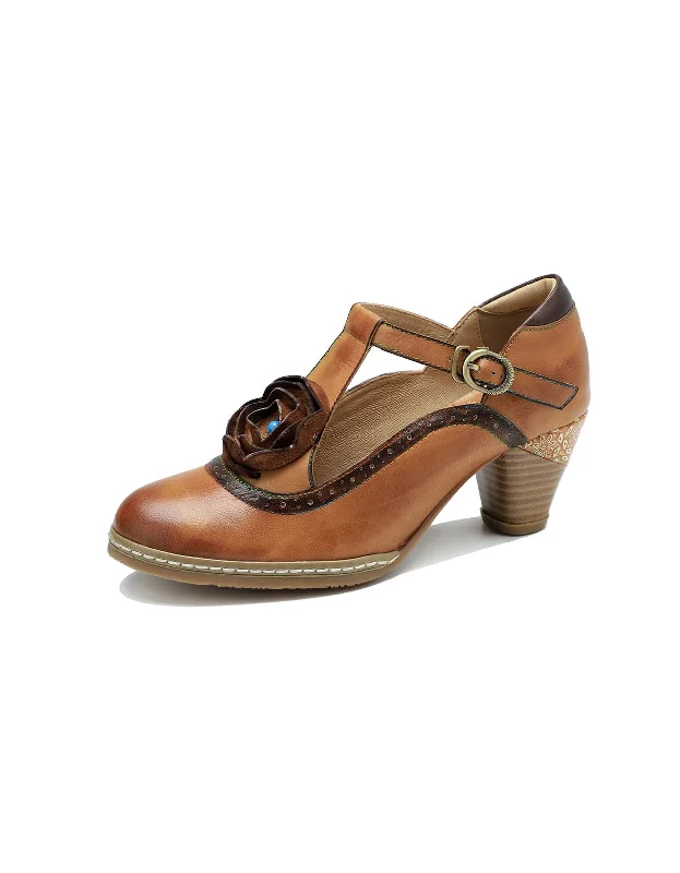 sandals near local shops-T-strap Vintage Elegant Chunky Heels Sandals