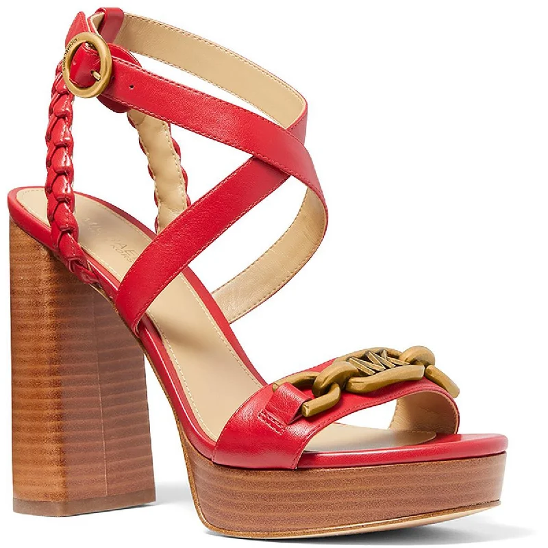 chic sandals with texture-MICHAEL Michael Kors Womens Kailey Leather Slingback Platform Heels