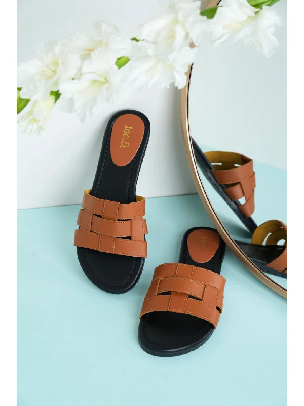 luxury flats with patios-Womens Tan Casual Strappy Open Toe Flats