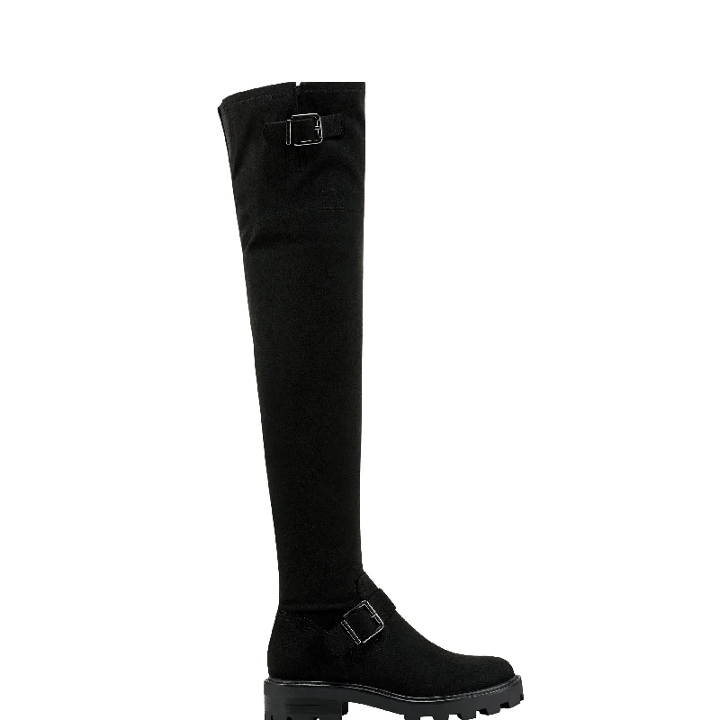 Boots with non-slip soles-Ganven Lug Sole Over The Knee Boot