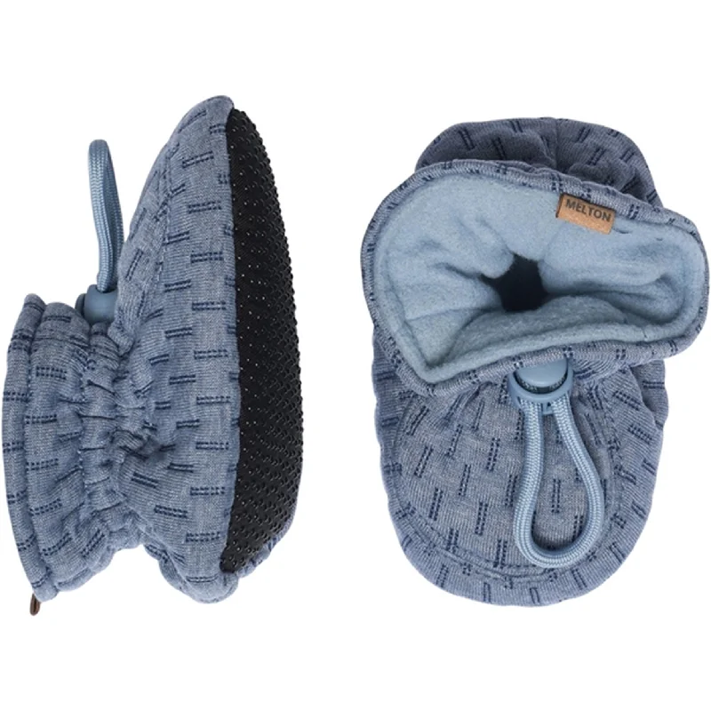 indoor slippers for calm-MELTON Textile Slippers Structure Blue Denim