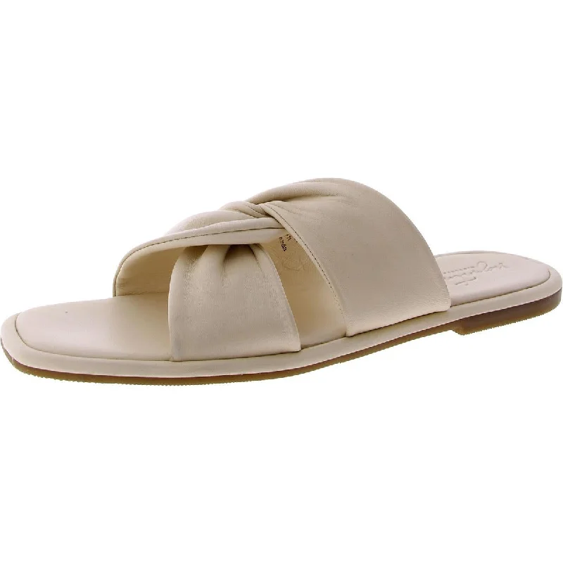 affordable sandals for summer-Journee Signature Womens Leather Slip-On Slide Sandals