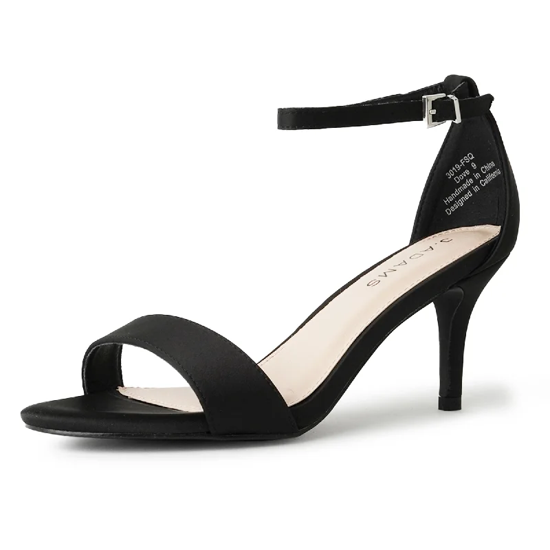 waterproof high heels durable-Dove | Black Satin