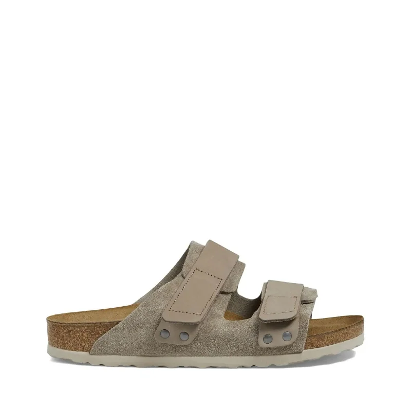 sandals with rugged soles-Women's Shoes Birkenstock UJI Nubuck/Suede Leather Slide Sandals 1025695 TAUPE