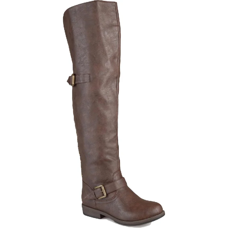 Boots in rich gray-Journee Collection Womens Bite Faux Leather Almond Toe Knee-High Boots