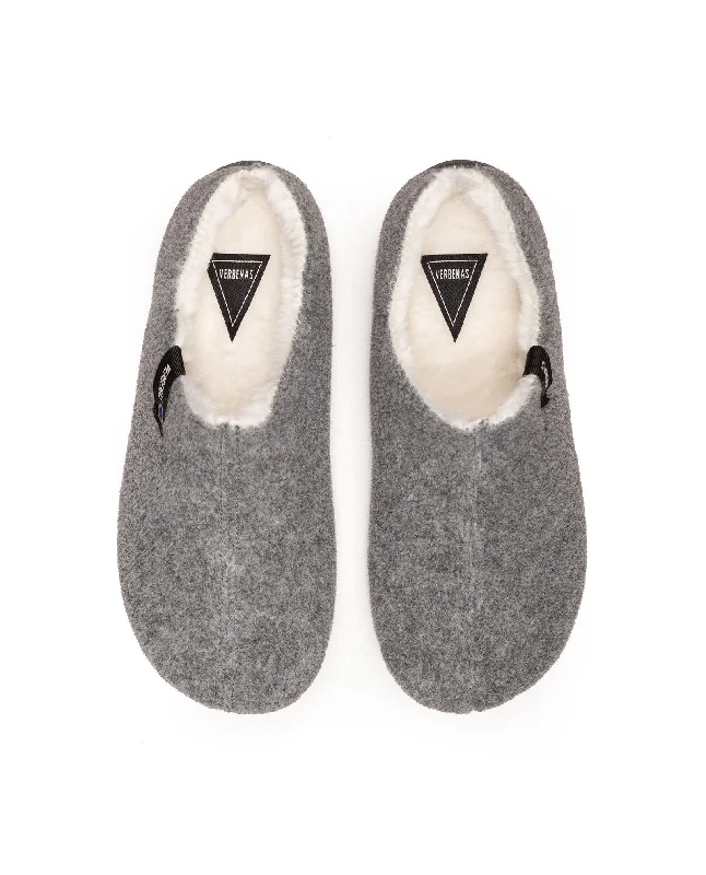 durable slippers for sturdiness-VERBENAS Grey Felt Slippers PICO