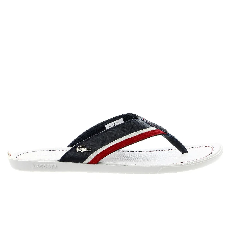 modern sandals with flair-Lacoste Carros 2 Flip Flop Thong Sandal - Off White/Navy - Mens