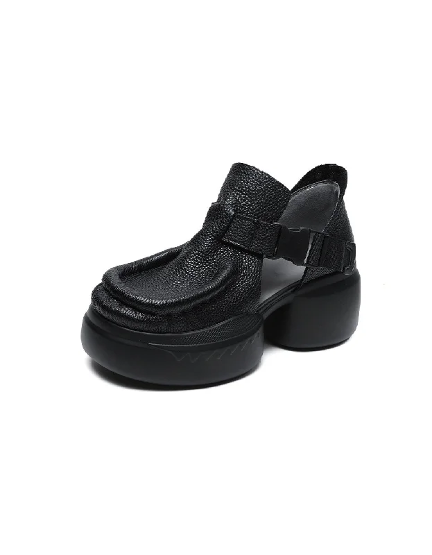 sandals near shoe outlets-Side Buckle Comfortable Round Toe Plaftorm Sandals