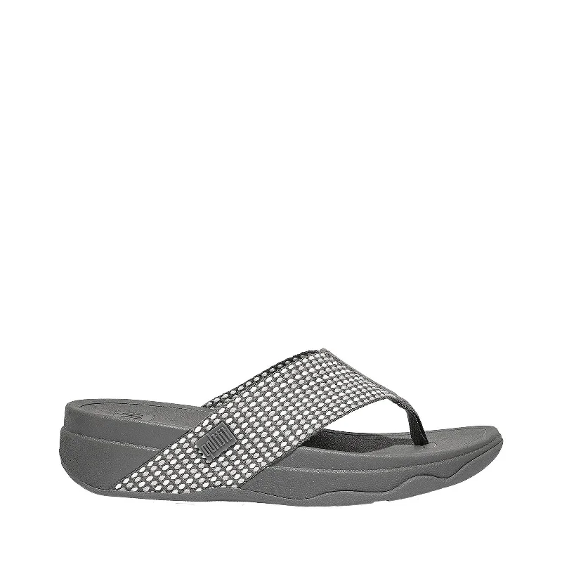 sandals with modern flair-Women's Shoes Fitflop SURFA T-Strap Wedge Sandals H84-A33 PEWTER MIX