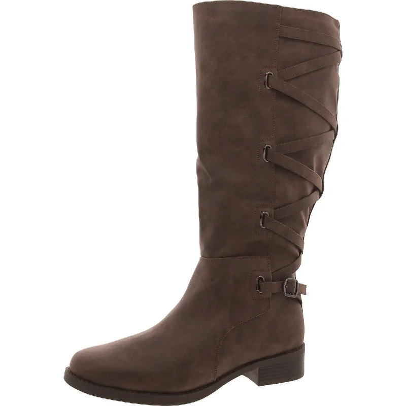 Boots for everyday wear-Journee Collection Womens Faux Leather Zipper Knee-High Boots