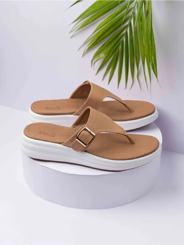 flats with secure entry-Womens Beige Casual Solid Round Toe Casual Flats