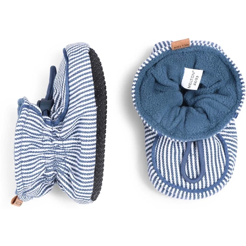 minimalist slippers barefoot feel-MELTON Striped Textile Slippers Dark Demin