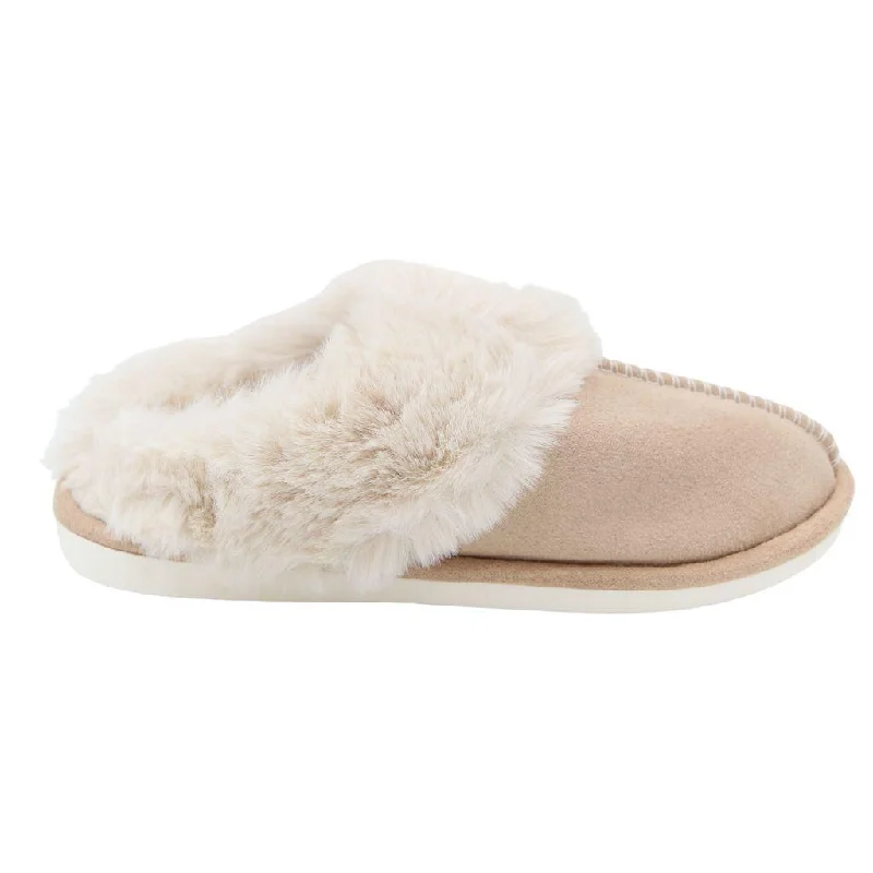 affordable slippers thrifty-FABUCCI Camel Faux Fur Lined Slippers