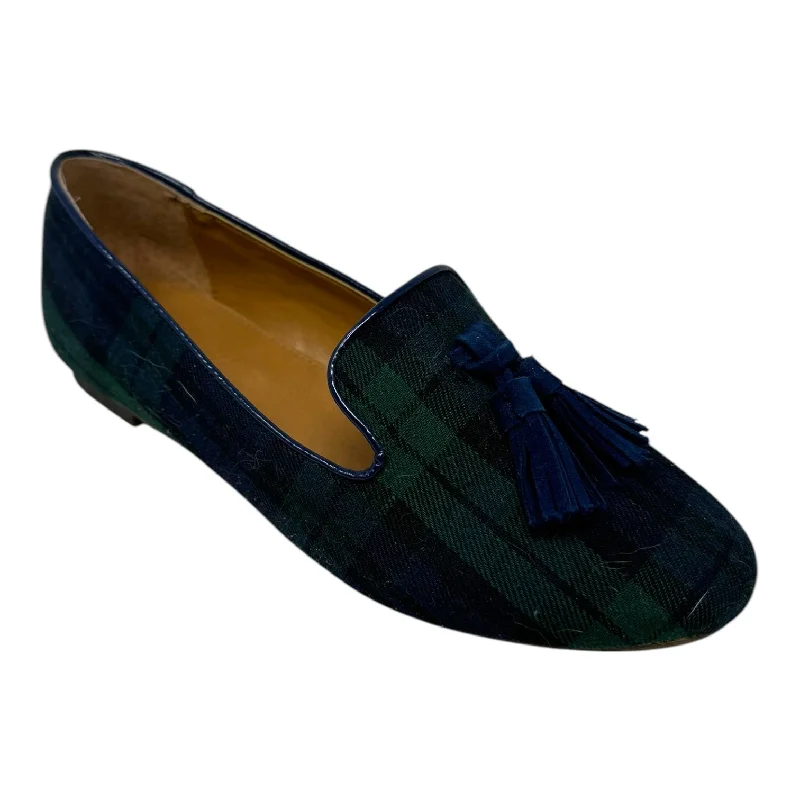 Loafers with teen flairTassel Smoking Loafers By J. Crew In Black Watch Plaid, Size: 6.5