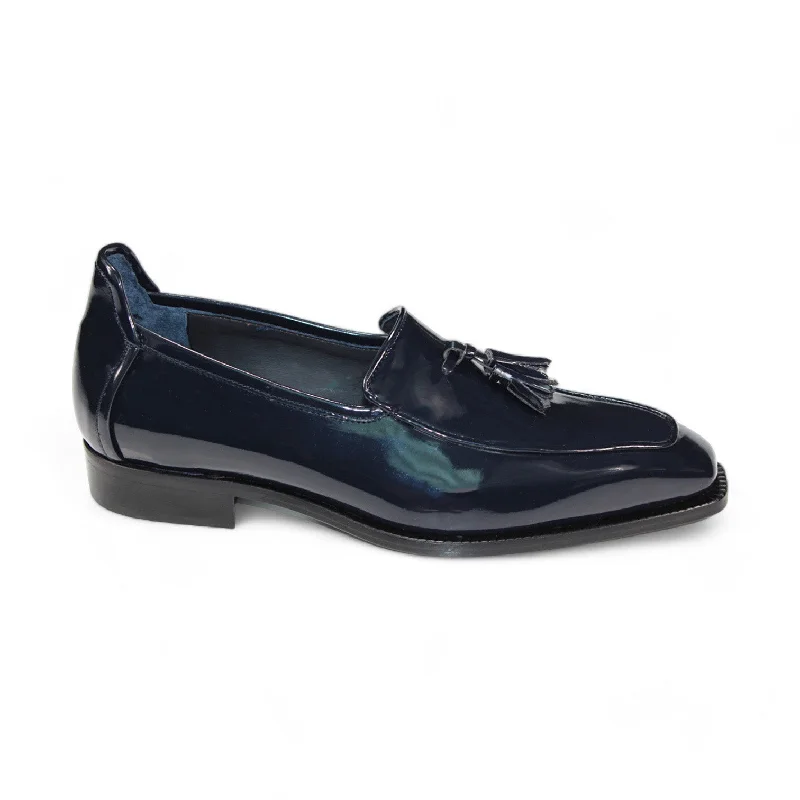 Loafers with elastic uppersDuca Fano Men's Shoes Navy Patent Leather-Velvet, Leather Lining Formal Loafers (D1139)