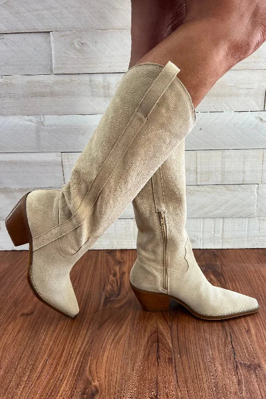 Boots for long treks-Matisse Agency Suede Boots- Cream