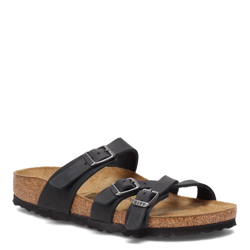 sandals with open toes-Women's Shoes Birkenstock Franca Slide Sandals 1021203 BLACK OILED LEATHER