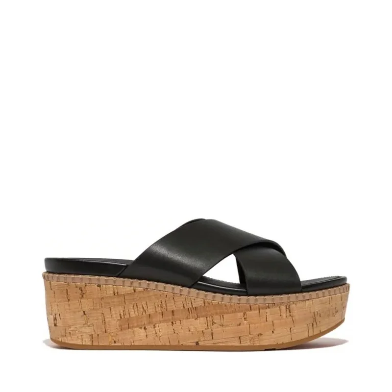 sandals near outlet stores-Women's Shoes Fitflop ELOISE ESPADRILLE Platform Wedge Sandals HS4-001 BLACK