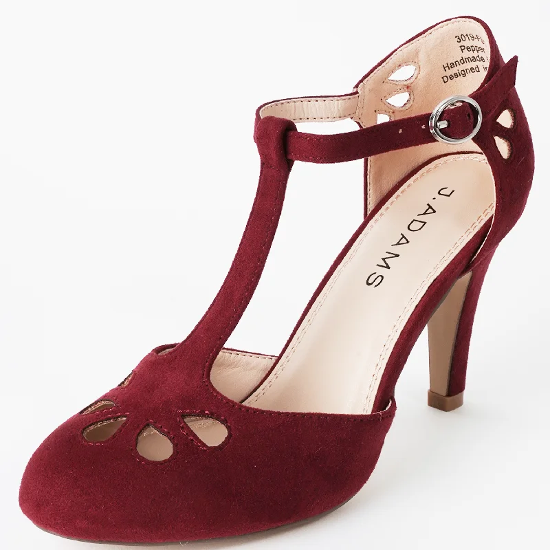 chunky high heels modern-Pepper | Burgundy Suede